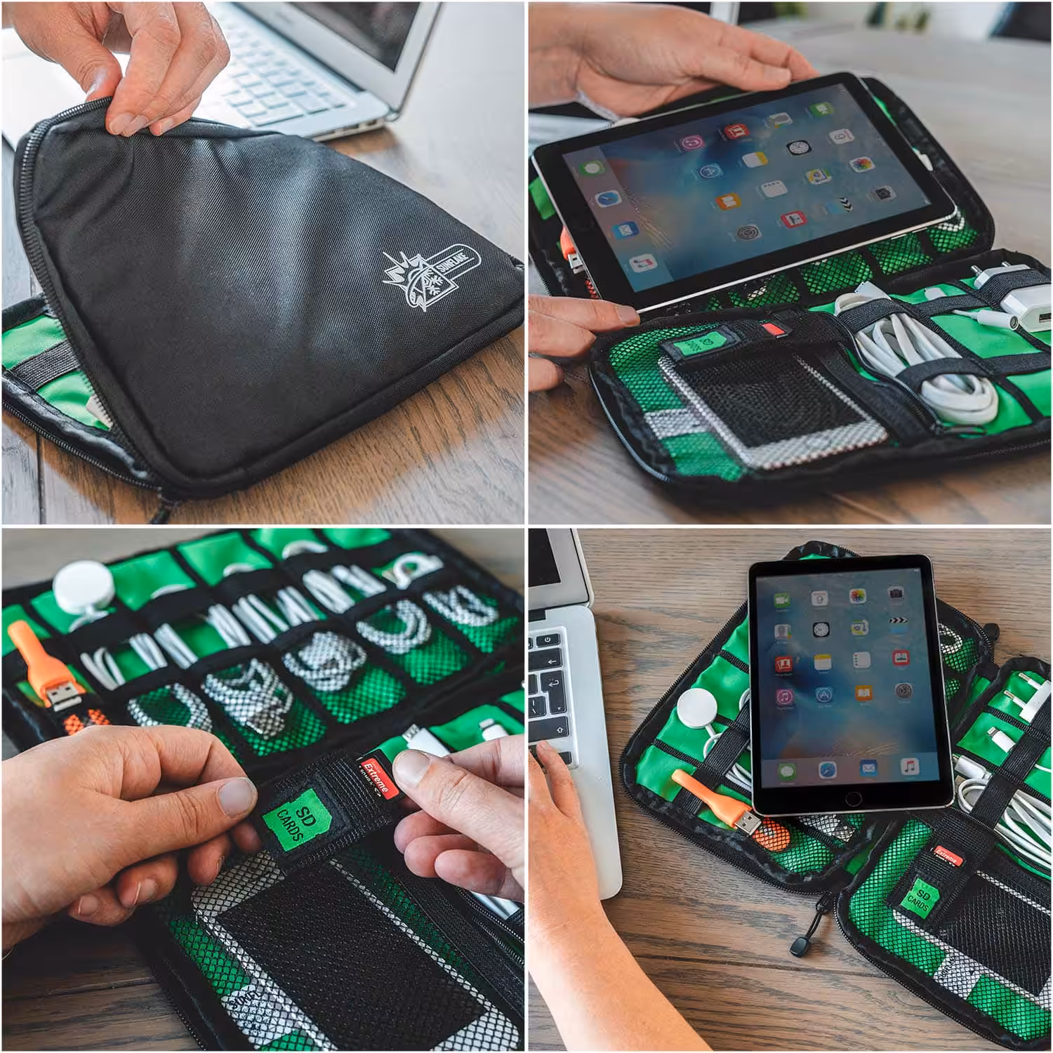 Kabel Organizer Tas - Reis Opbergtas voor Kabels - Zwart Sunflake Kabel Organizer