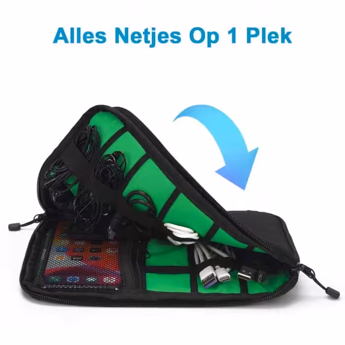 Kabel Organizer Tas - Reis Opbergtas voor Kabels - Zwart Sunflake Kabel Organizer