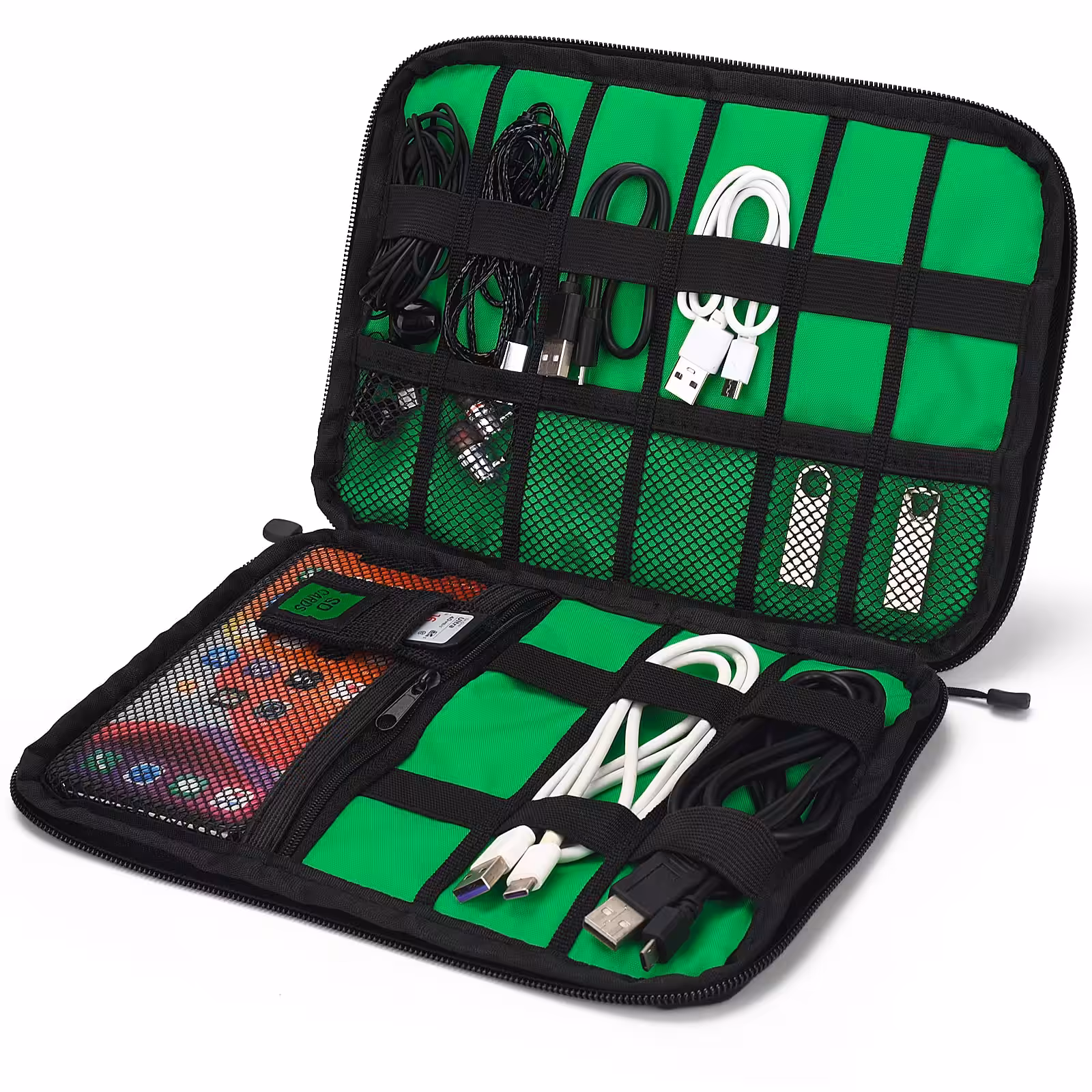 Kabel Organizer Tas - Reis Opbergtas voor Kabels - Zwart Sunflake Kabel Organizer