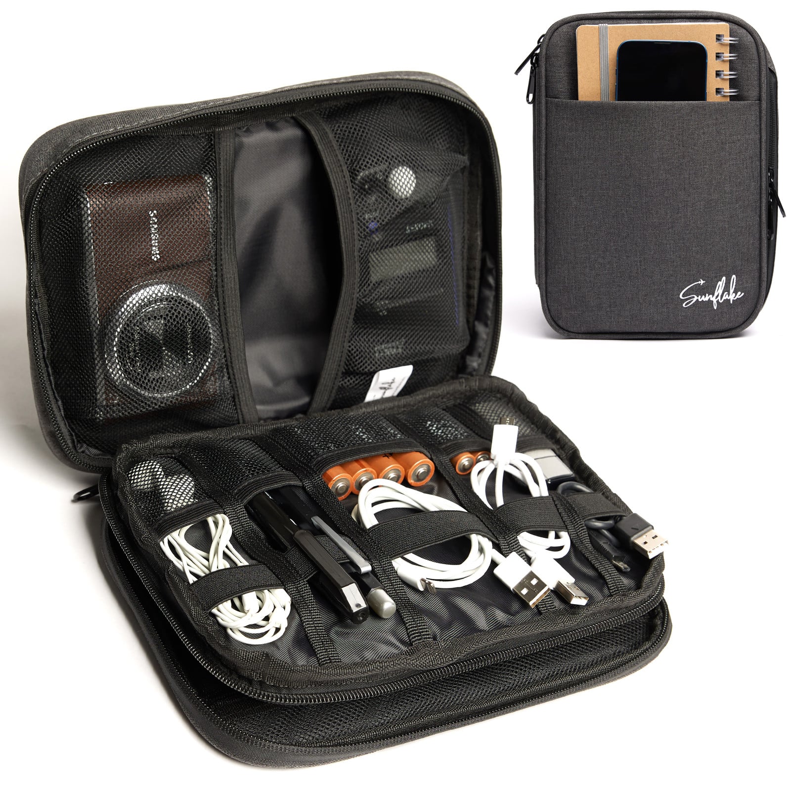 Skycase Elektronischer Organizer – Wasserdichte Reisetasche Für Kabel, Ladegeräte & Zubehör, Grau